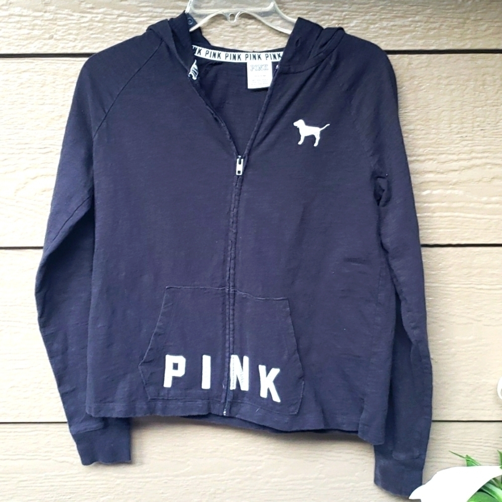 Pink by VS Full Zip Hoodie Size Small Black